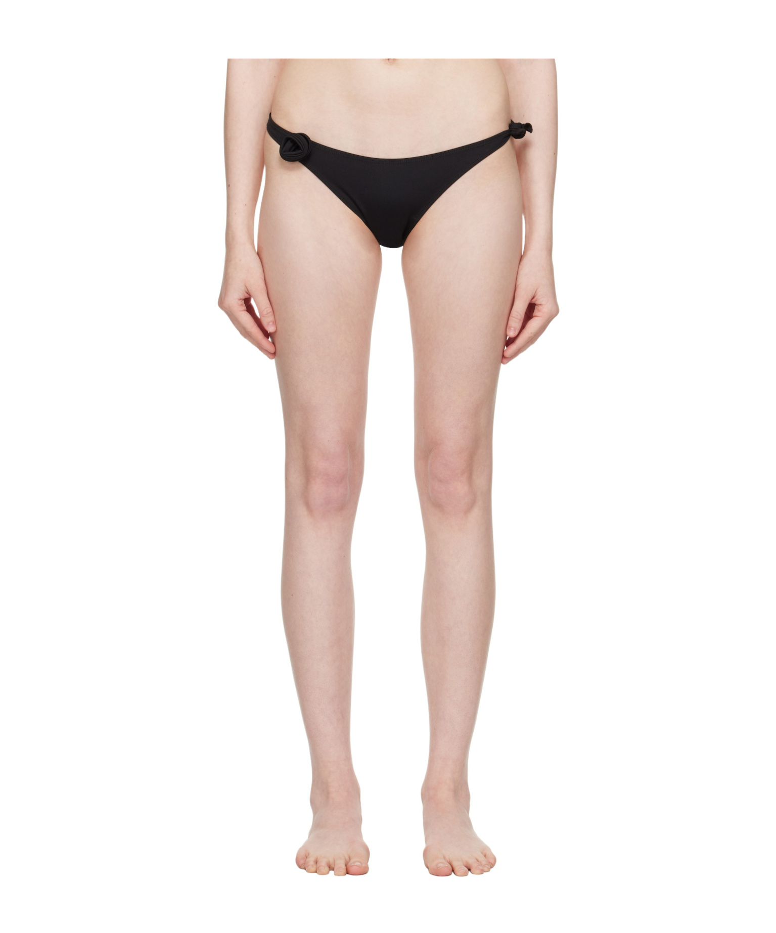 Coperni Floral Embellished High-cut Leg Bikini In Black