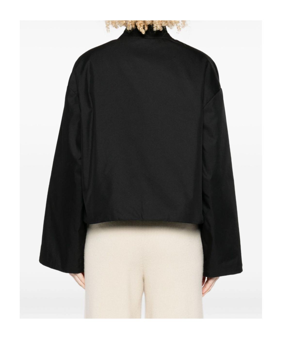Closed Ribbed Zip-up Baseball Jacket In Black