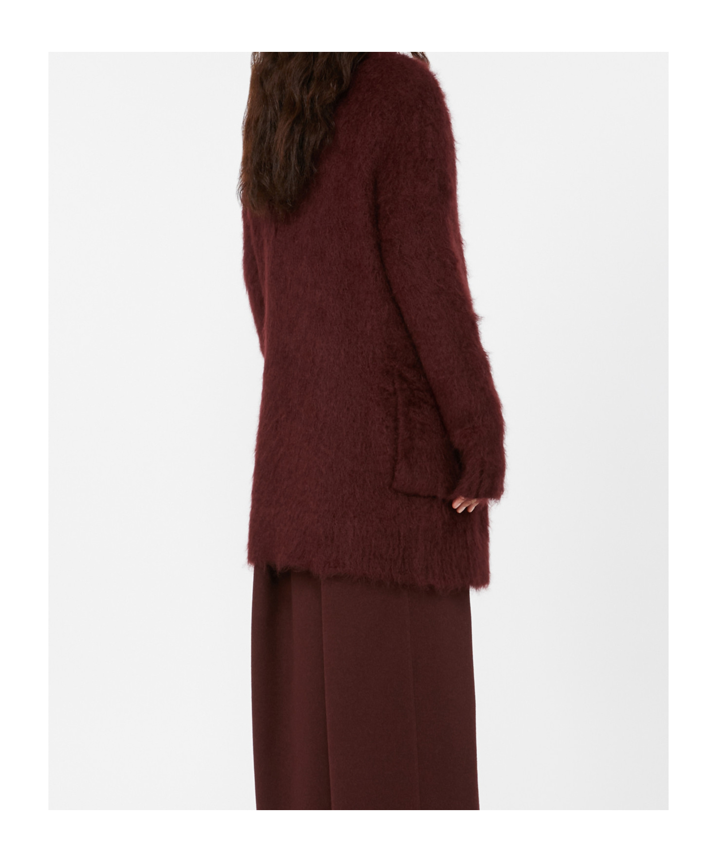 Max Mara Mohair Knit Cardigan In Burgundy