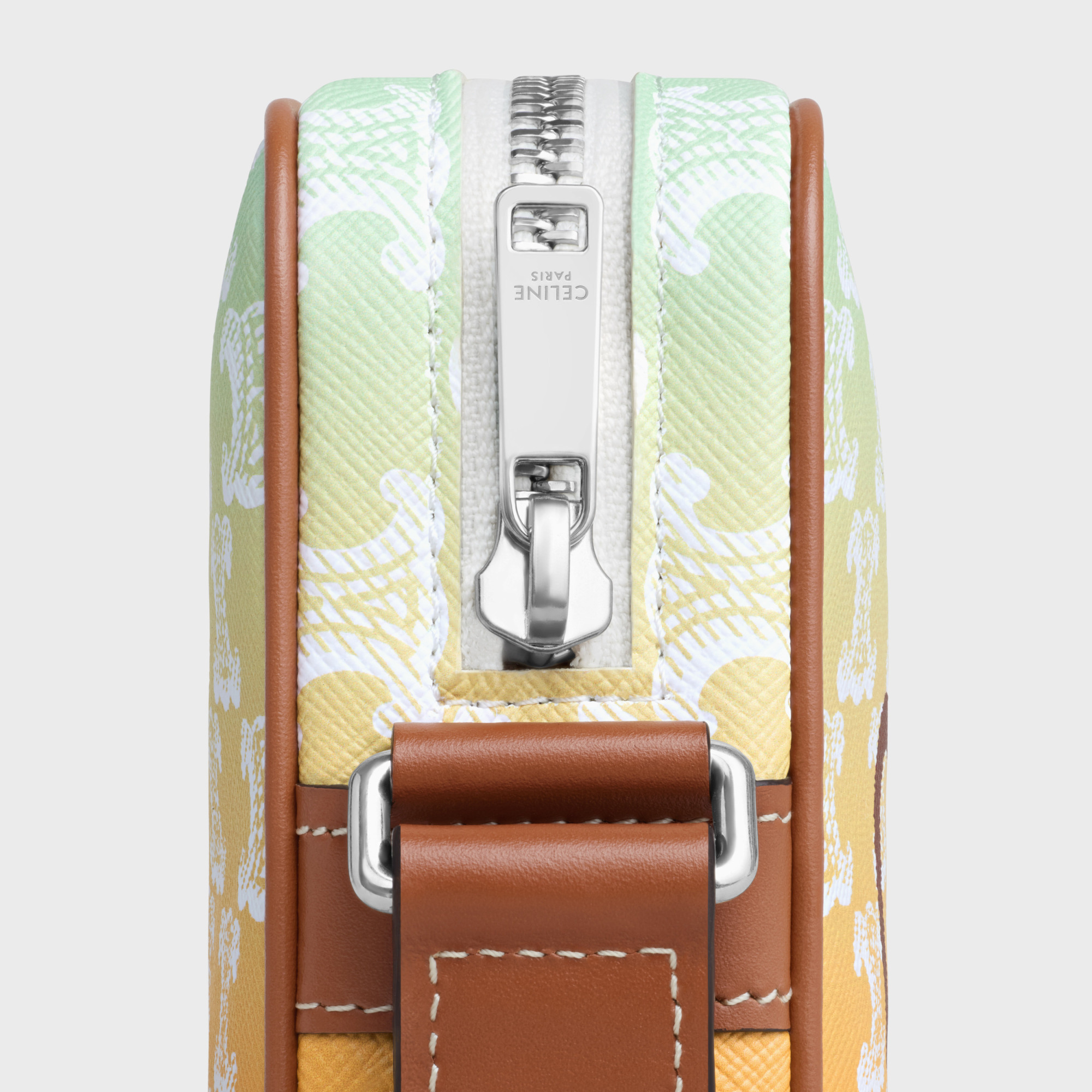 Celine Sunset Canvas And Calfskin Medium Shoulder Bag In Multicolor