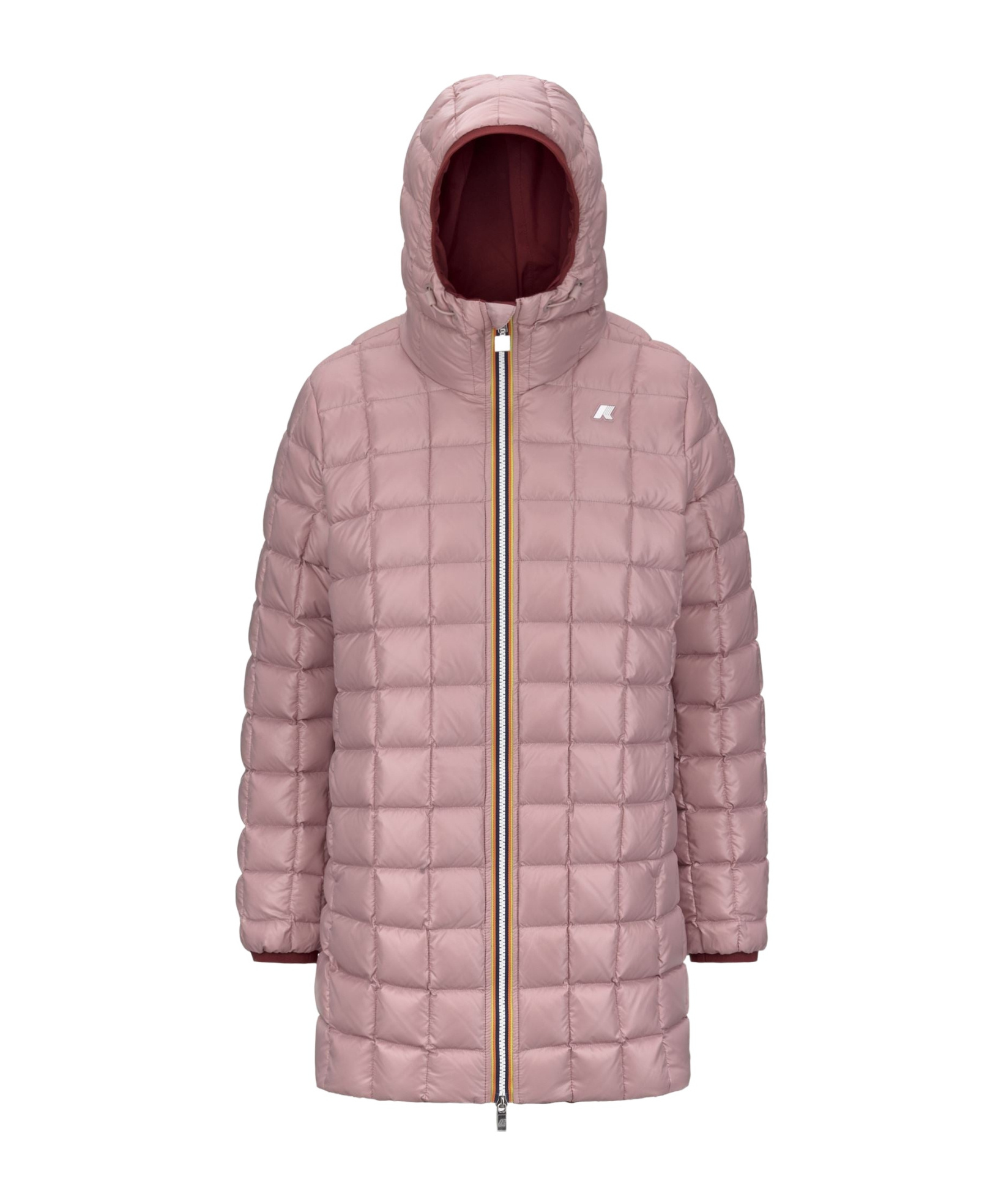 K-way Logo Hooded Down Jacket In Burgundy