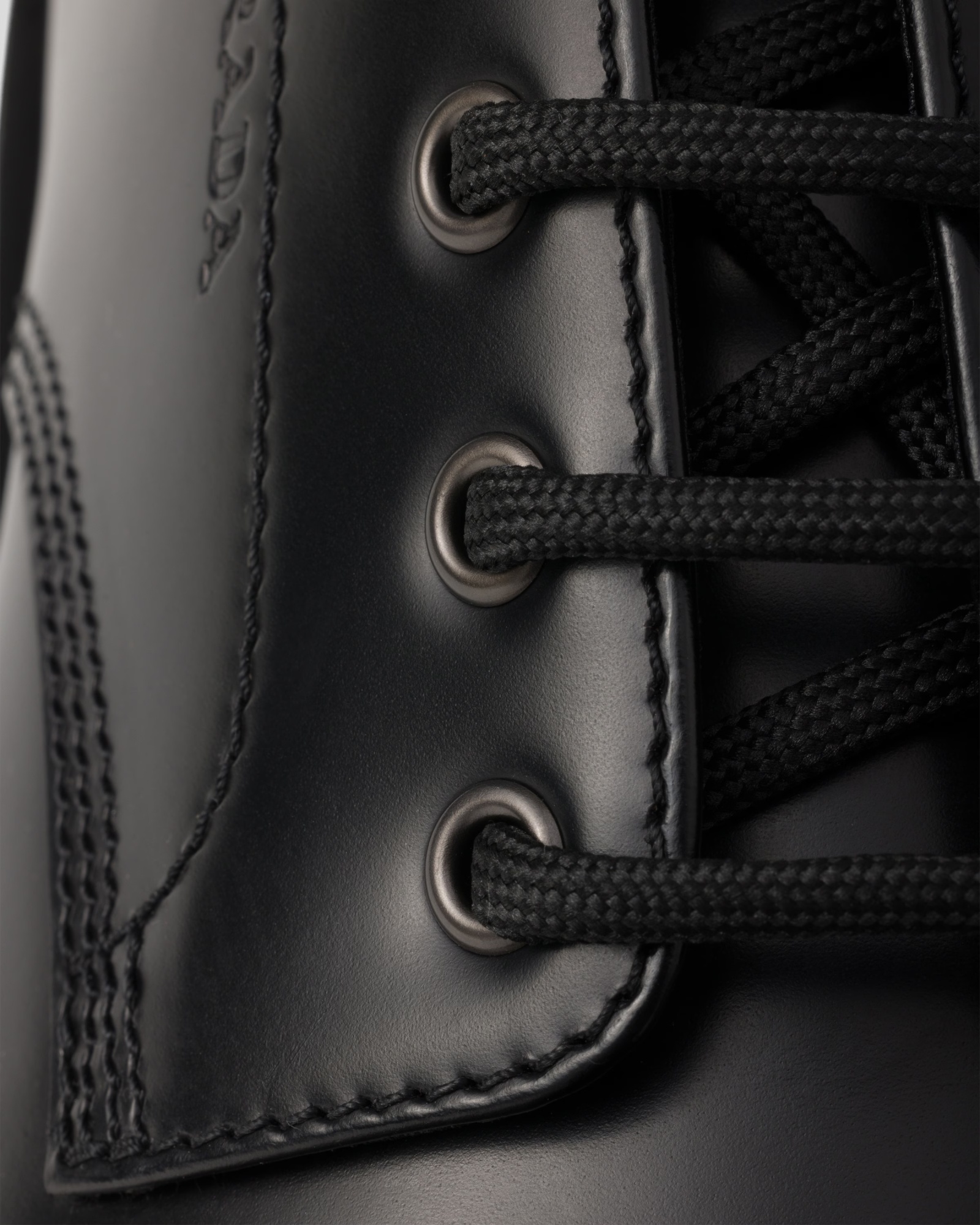 Prada Chunky Sole Leather Derby Shoes In Black