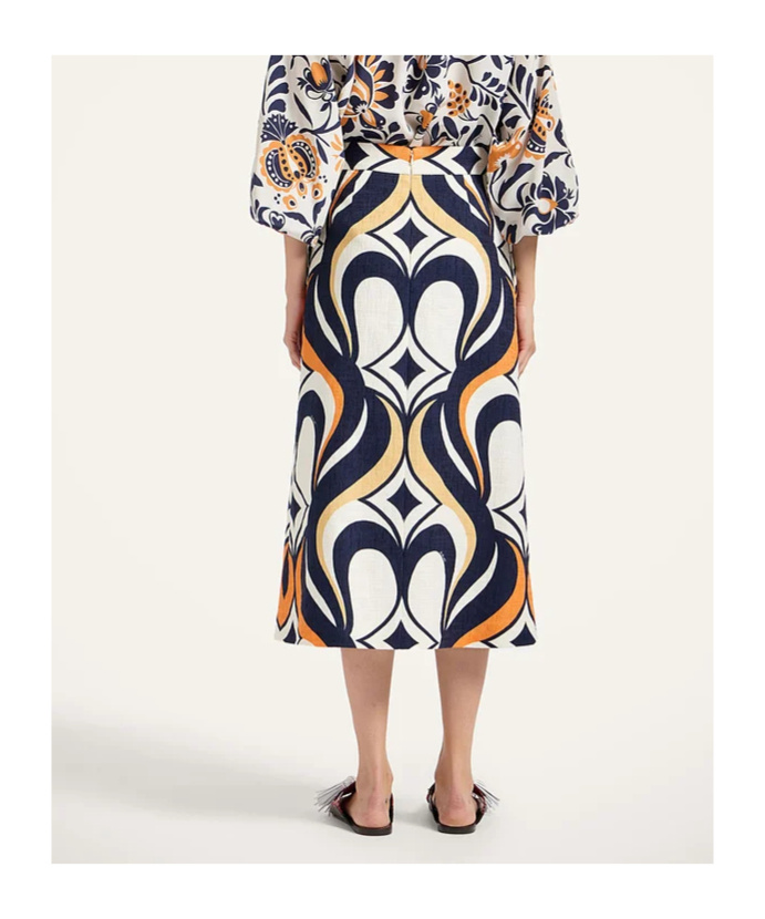 La Doublej Macro-pattern Midi Skirt In Multi