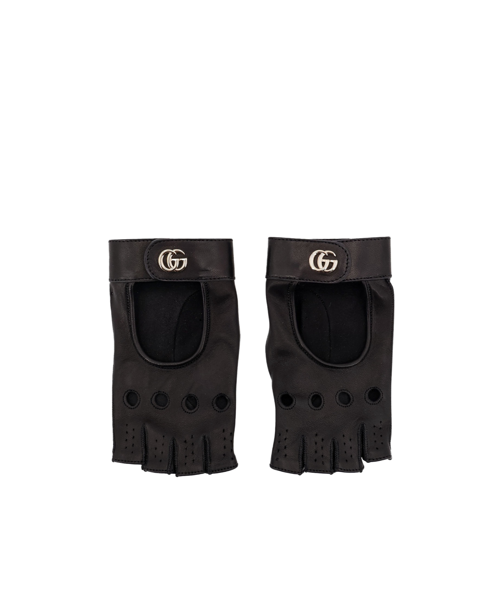 Gucci Fingerless Leather Gloves In Black