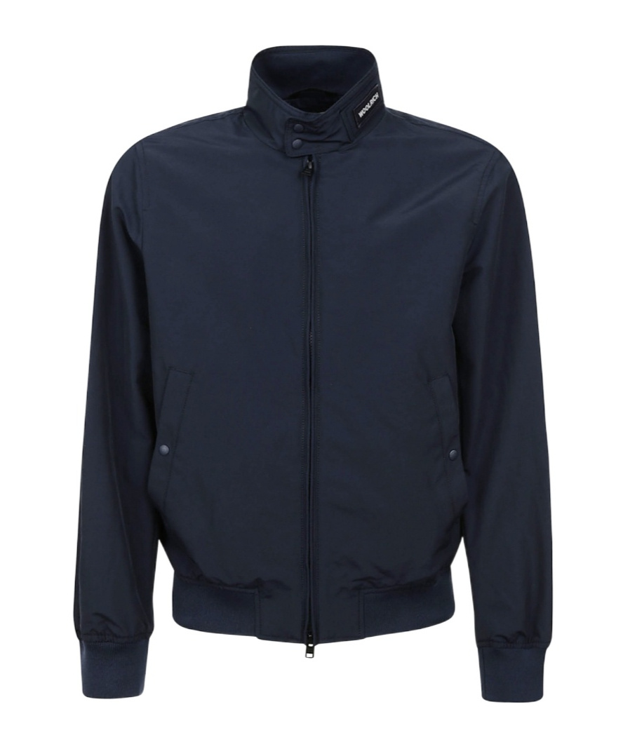 Woolrich Navy Blue Cotton Blend Cruiser Bomber Jacket In Blue