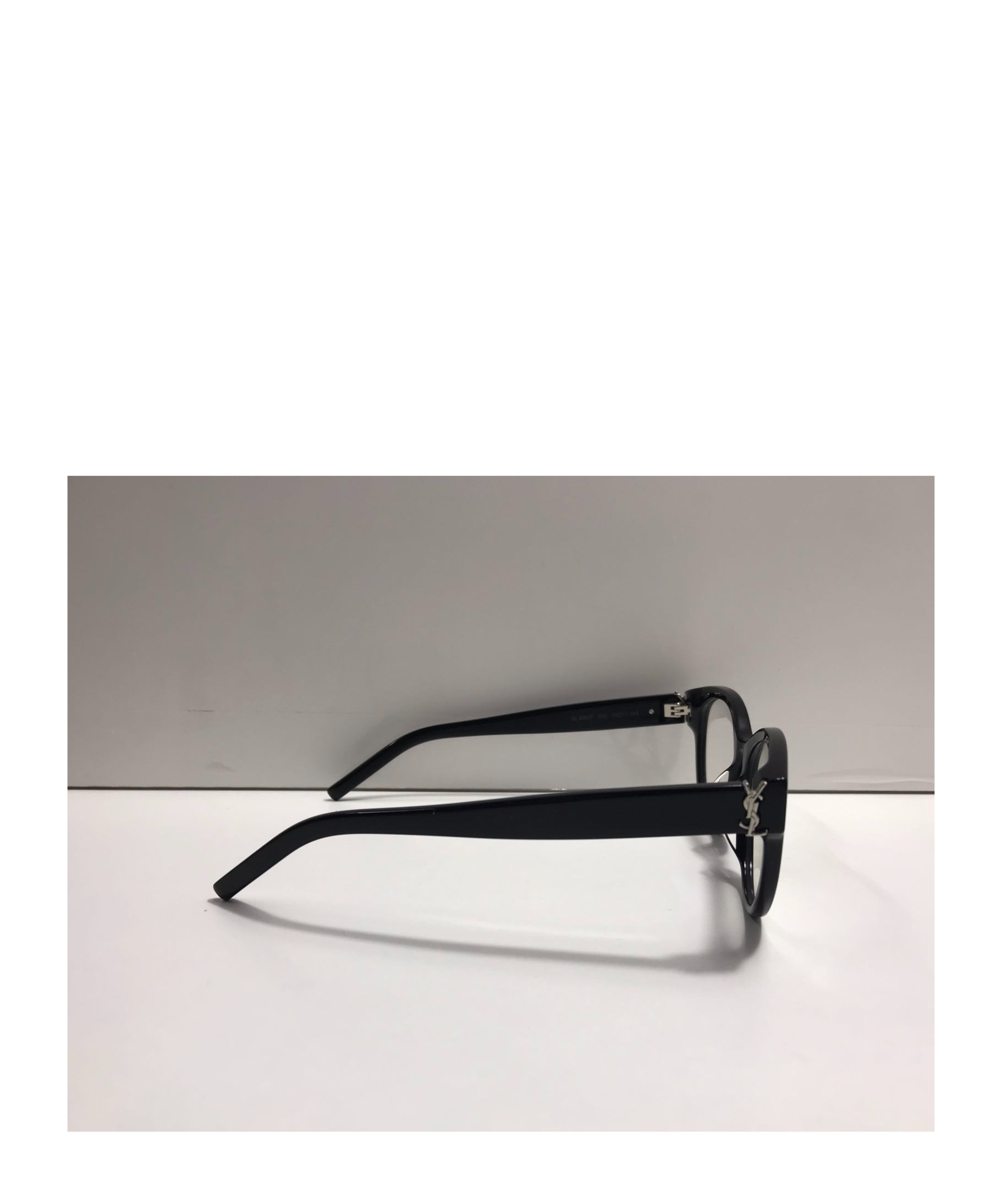 Saint Laurent Contrasting Thick Frame Flat Mirror In Black