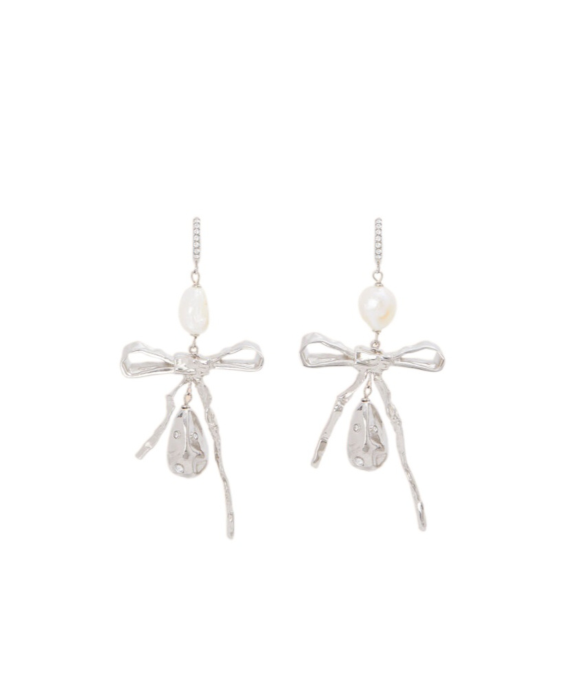 Marni Silver Bow Drop Earrings In Silver