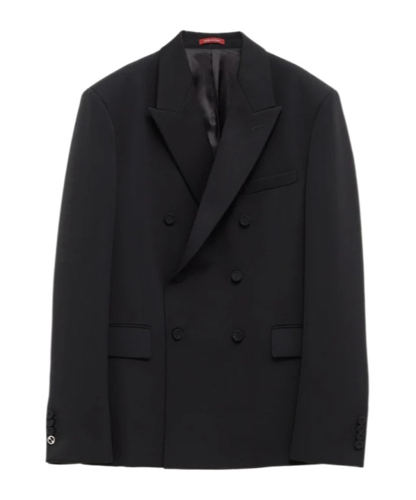 Gucci Double-breasted Wool Blazer In Black