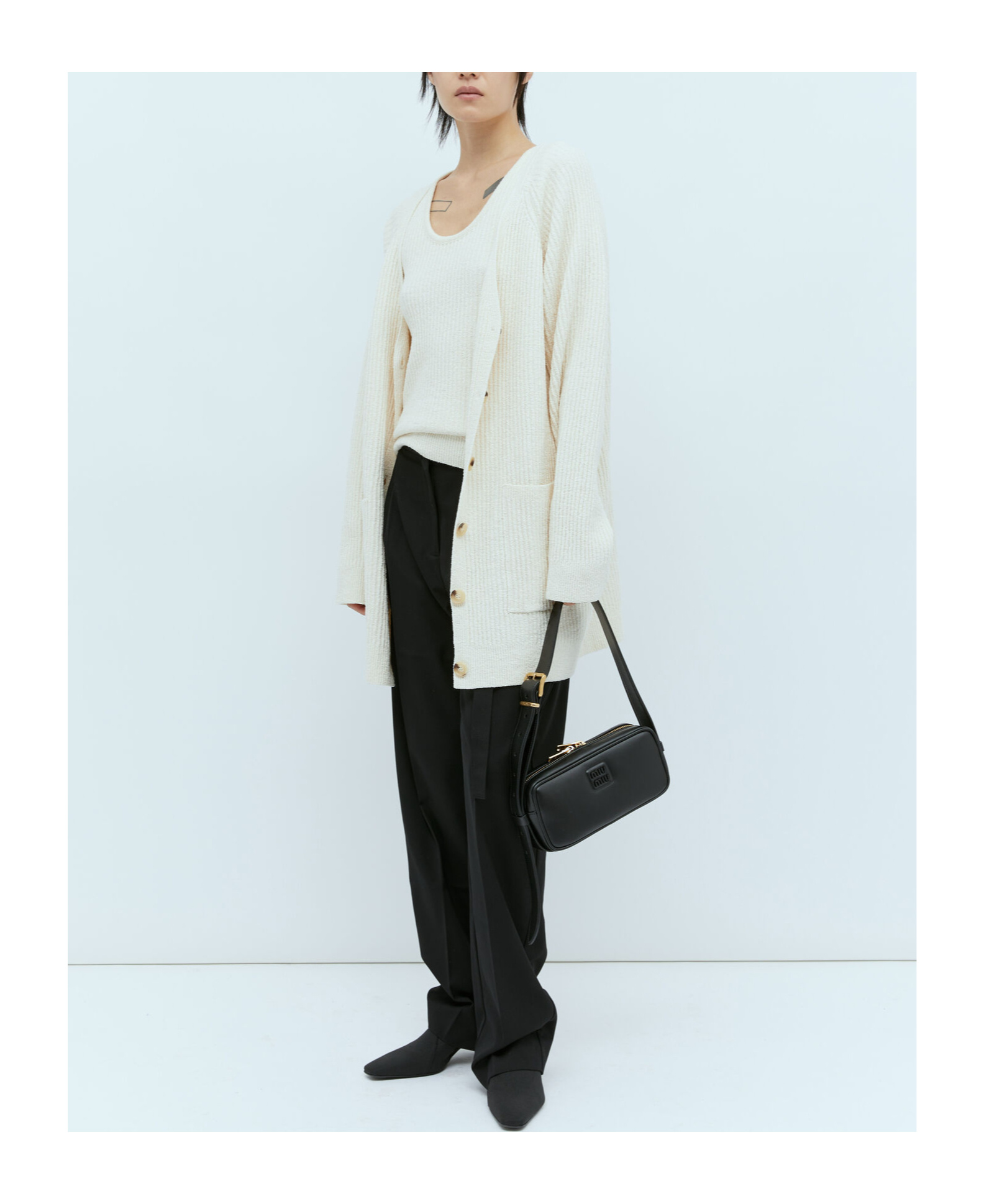 Totême Bouclé Button-up Knit Cardigan In White
