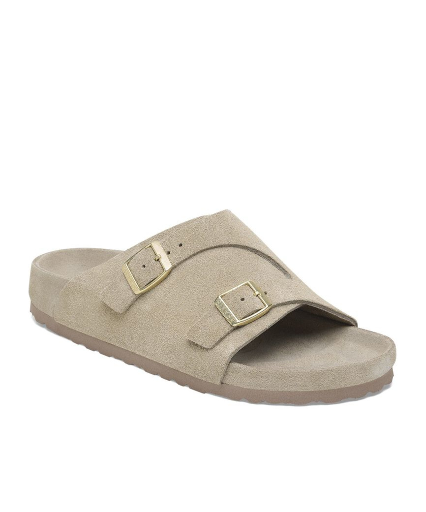 Shop Birkenstock Arizona Two-buckle Slide Sandals In Taupe