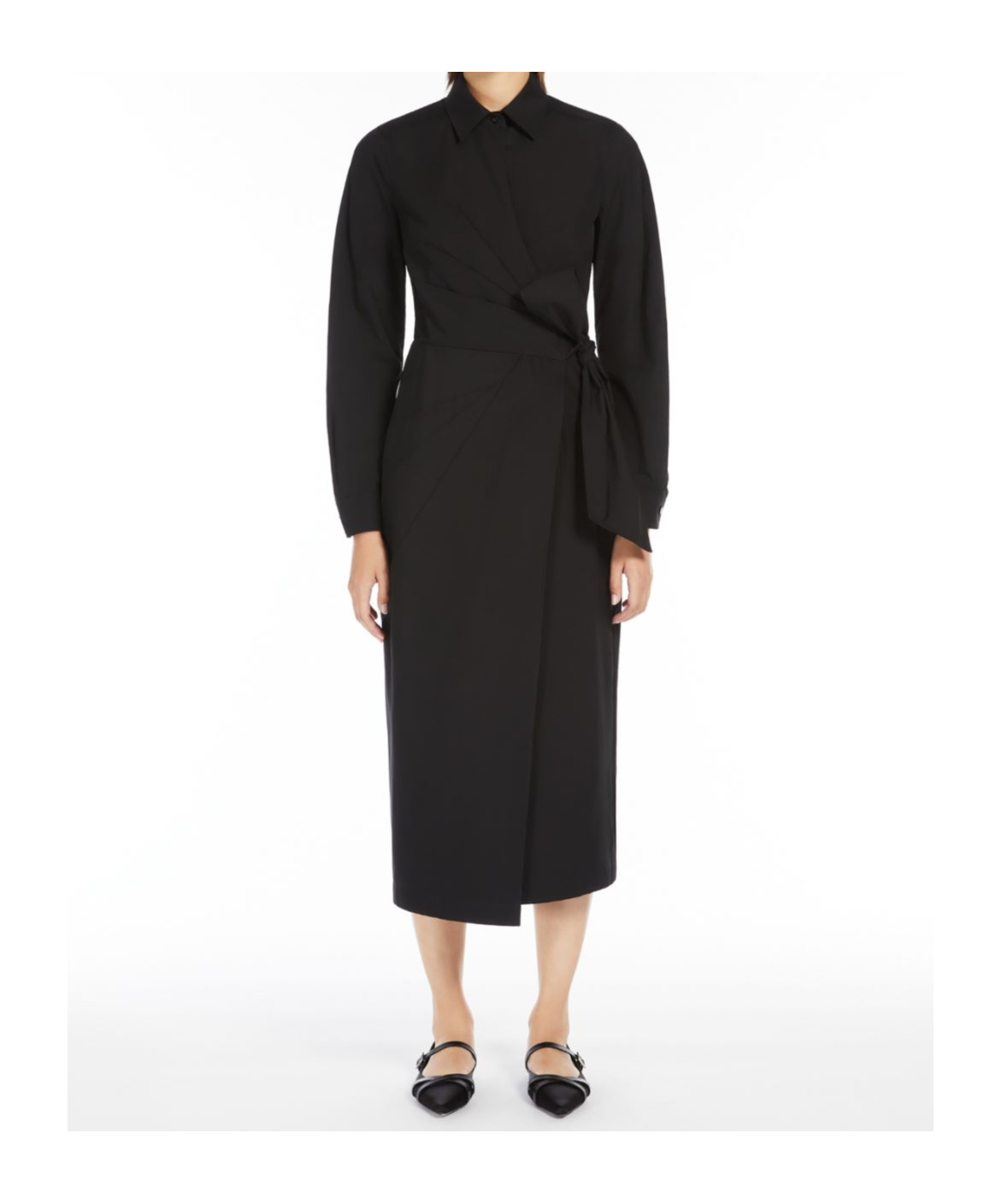 Max Mara Agrume Wrap Long-sleeved Dress In Black