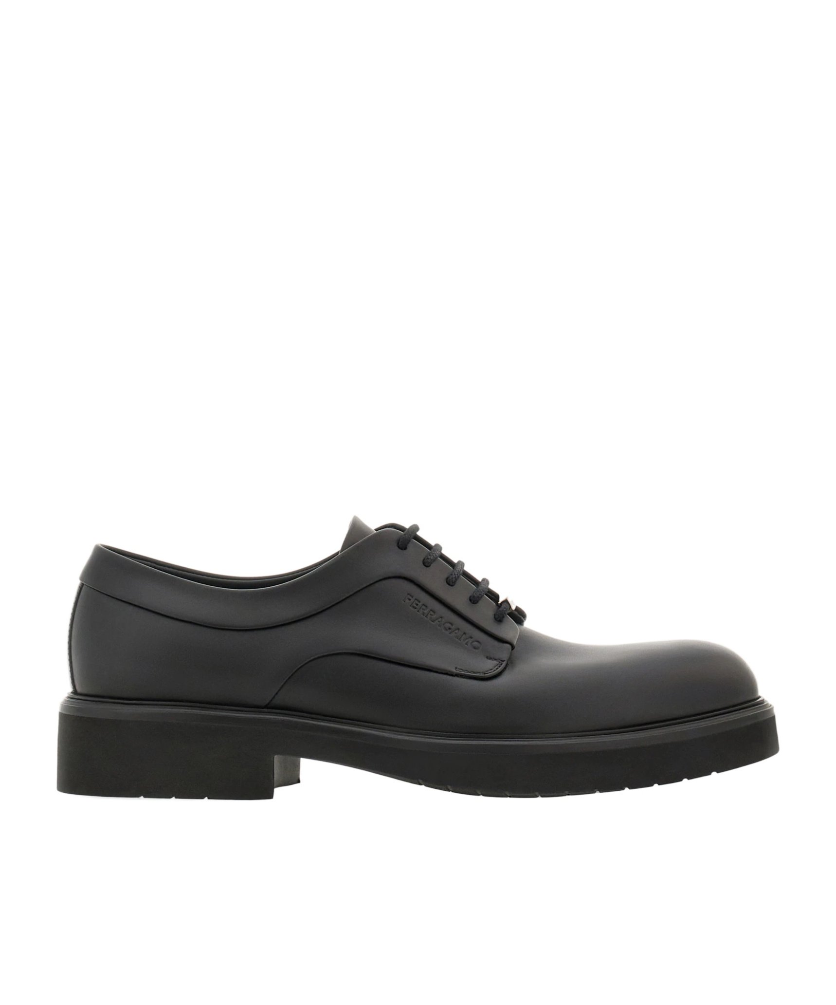Shop Ferragamo Salvatore Cervantes Round Toe Lace-up Shoes In Black
