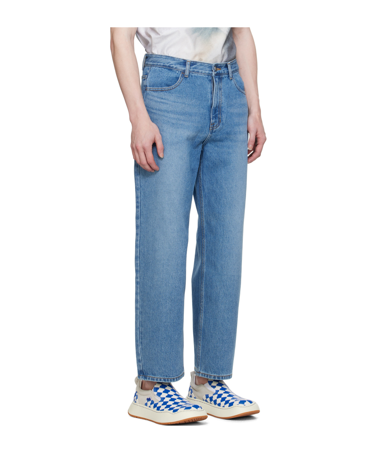Ader Error Belt Loop Logo Jeans Pants In Blue