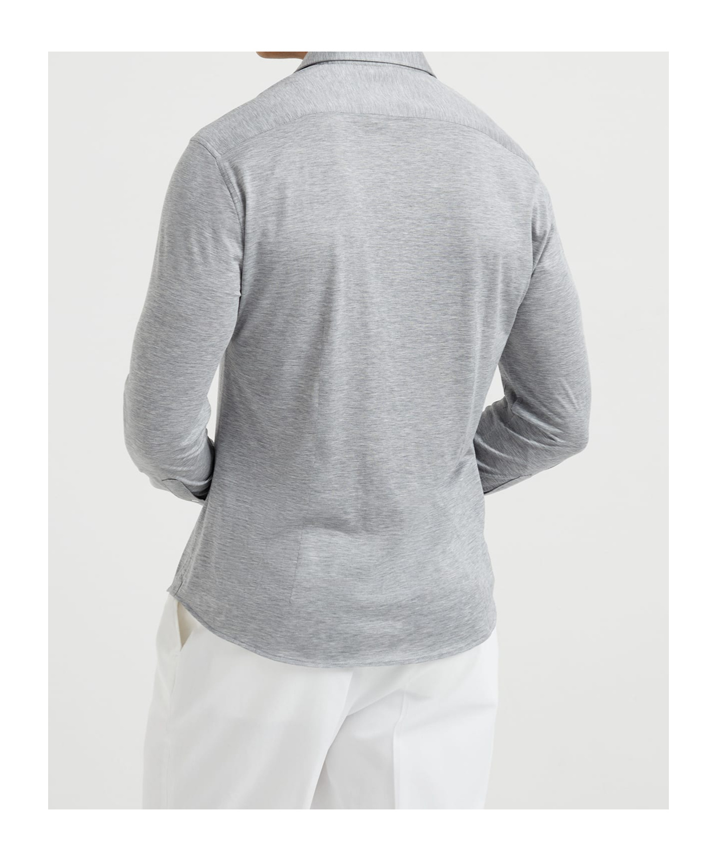 Brunello Cucinelli Long Sleeve Button-down Collar Cotton Shirt In Gray