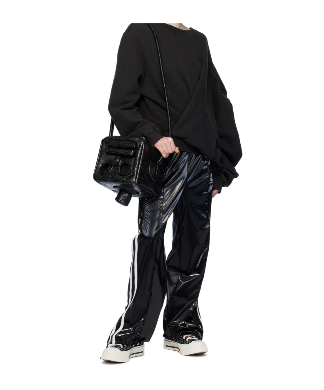 Doublet Laminate Track Pants In Black