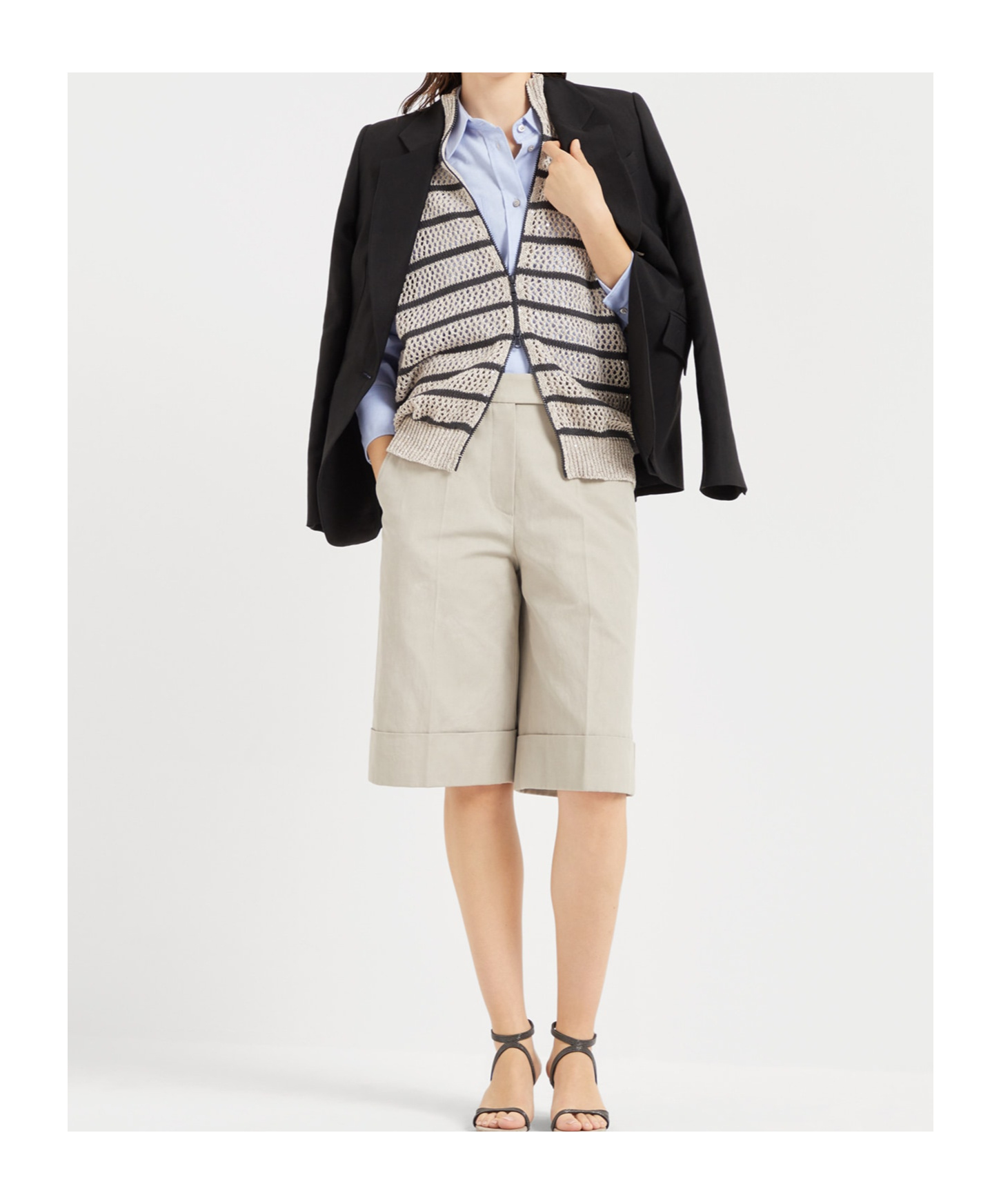Brunello Cucinelli Monili-detail Twill Blazer In Black