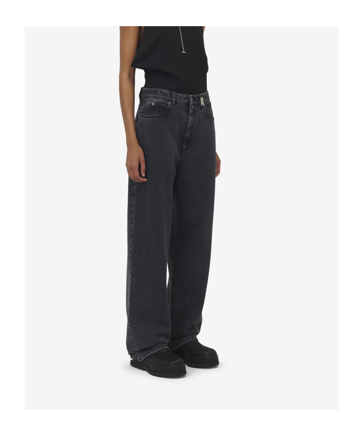 Alexander Mcqueen Wide-leg Skull Plaque Jeans In Black