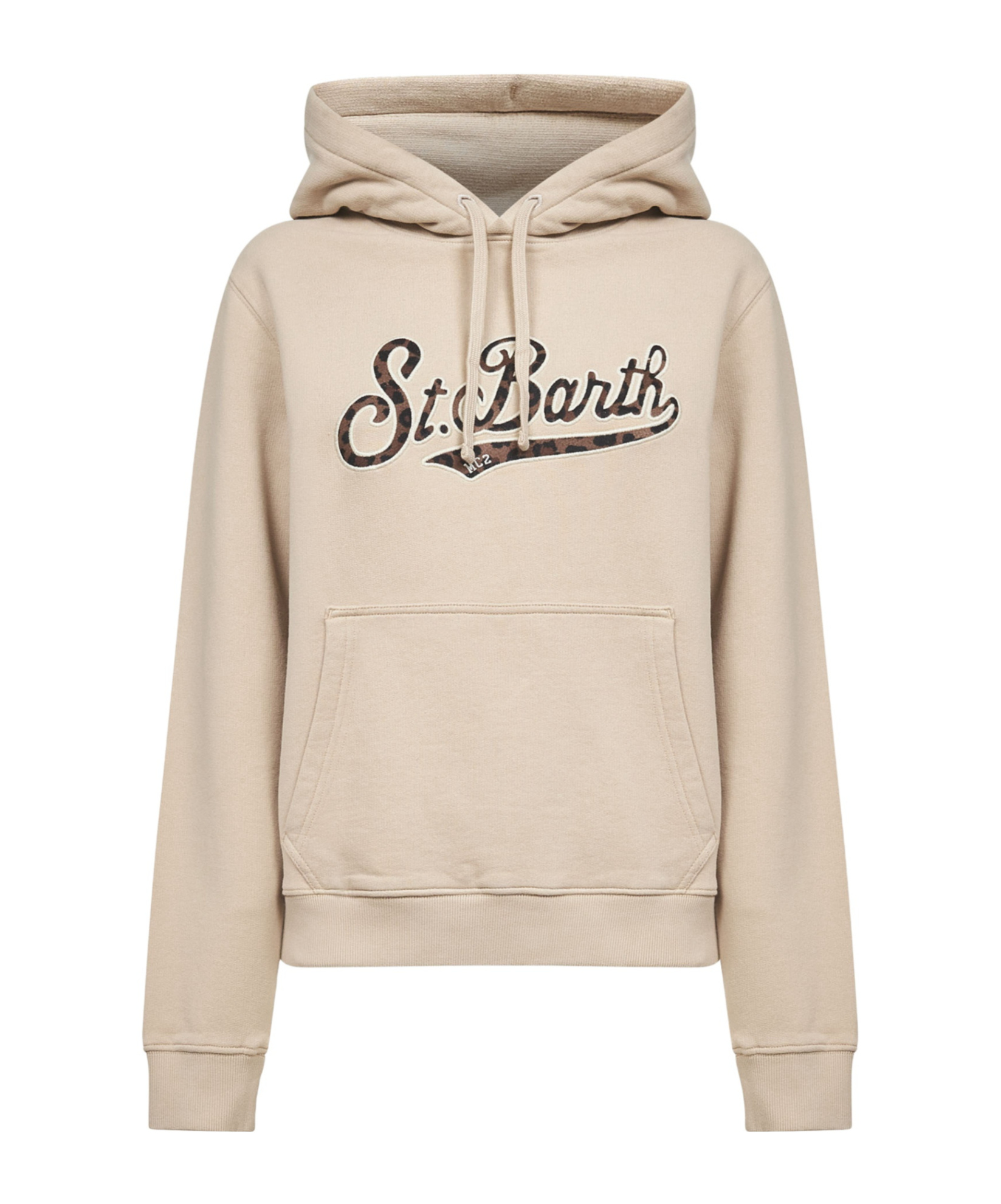 Mc2 Saint Barth Hooded Kangaroo Pocket Sweater In Neutral