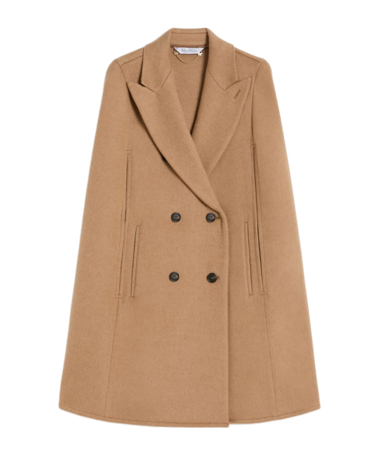 Max Mara Camel Drap Cape In Brown