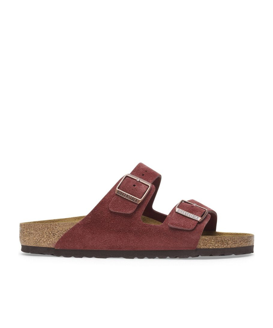 Birkenstock Arizona Double-buckle Suede Sandals In Burgundy