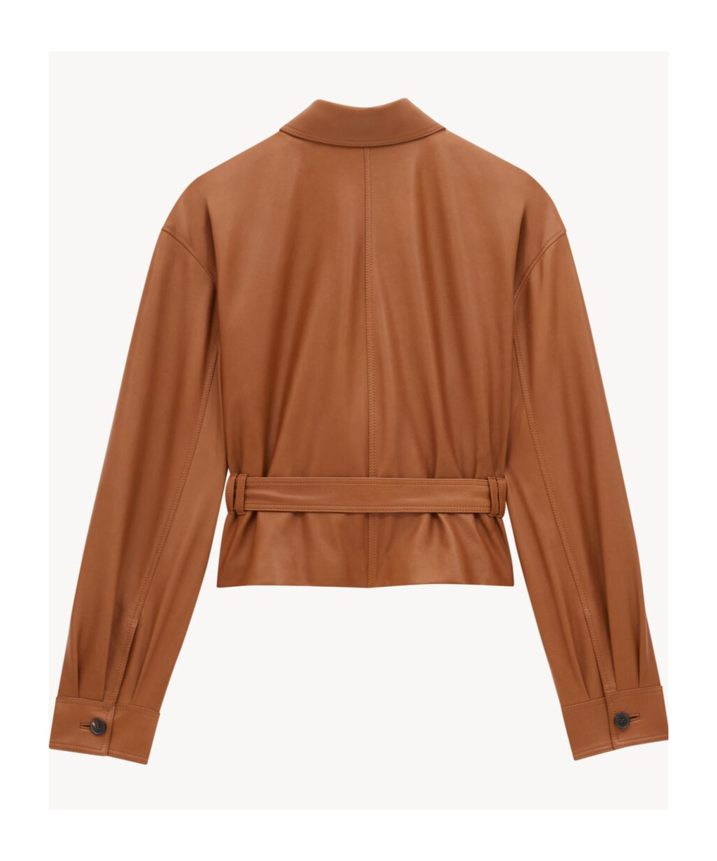 Saint Laurent Saharienne Brown Jacket With Pointed Collar And Adjustable And Removable Waist Belt In Leather Woman In Brown