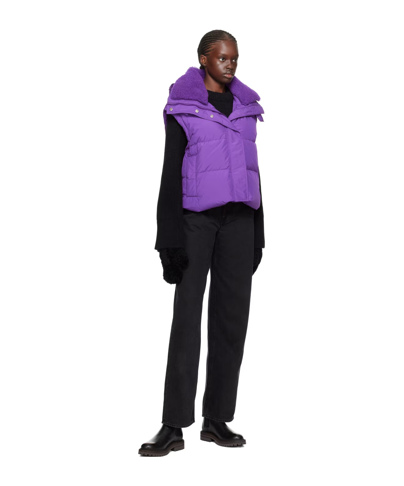Shop Yves Salomon Cropped Down Vest In Purple