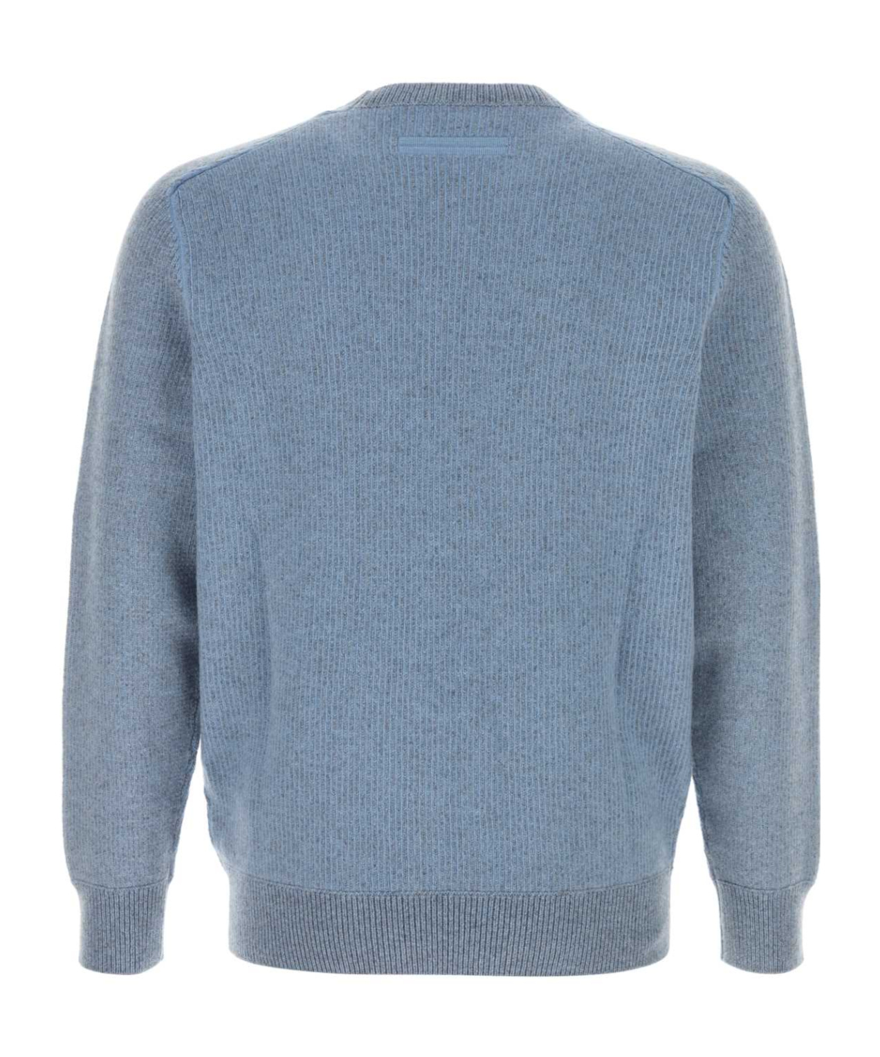 Zegna Cashmere Crew Neck Long Sleeve Sweater In Blue