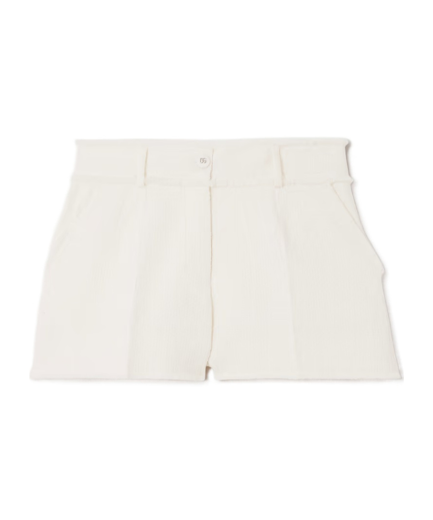 Dolce & Gabbana Frayed Detailing Tailored Shorts In White