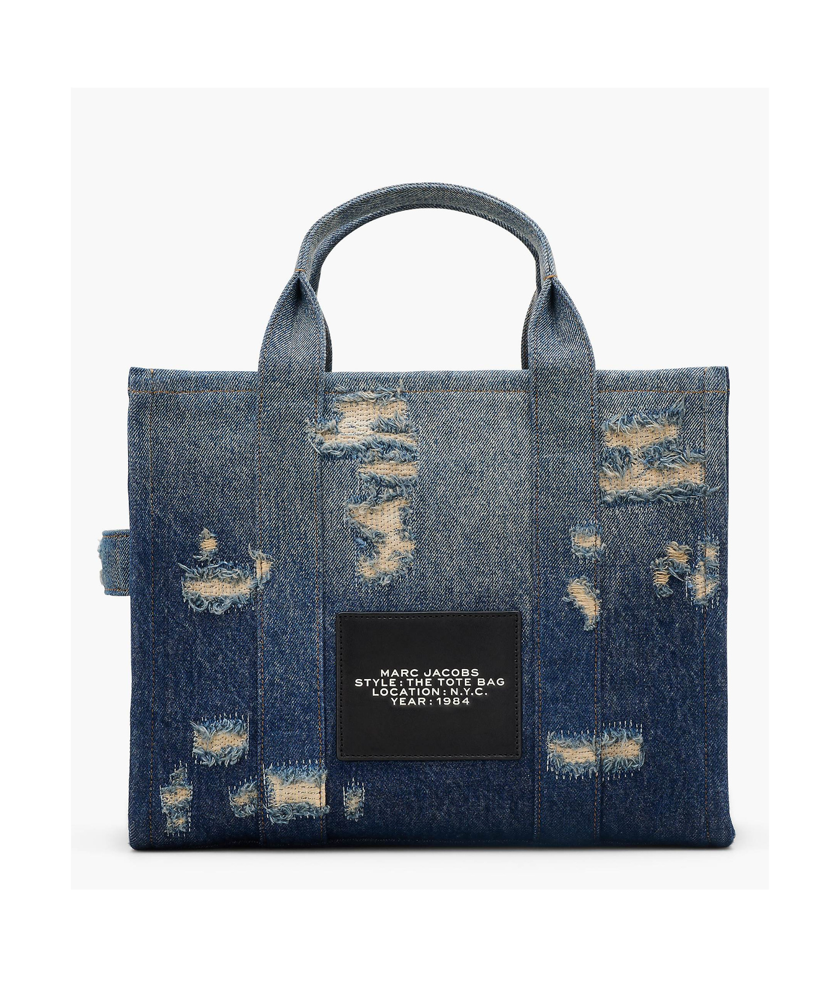Marc Jacobs The Denim Medium Rip And Repair Tote Bag In Black