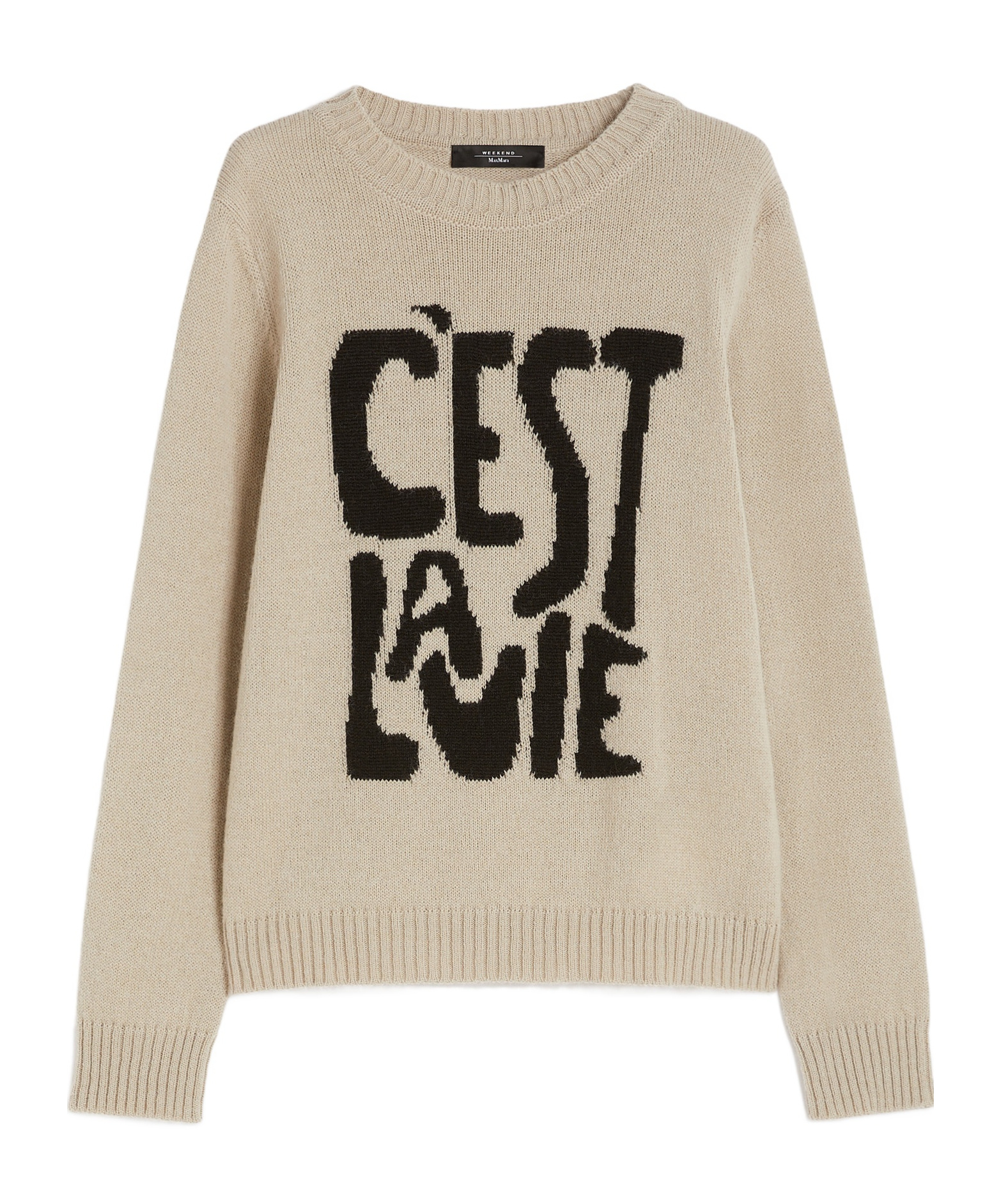 Weekend Max Mara Nitra Intarsia-knit Crewneck Sweater In Brown