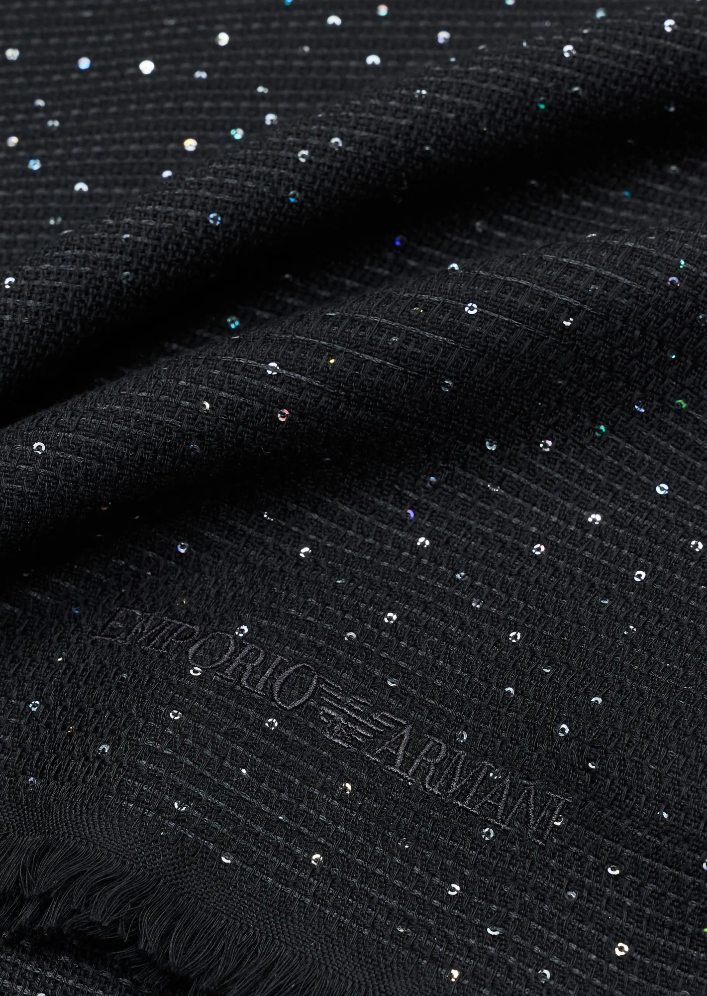 Emporio Armani Sequin-embellished Scarf In Black