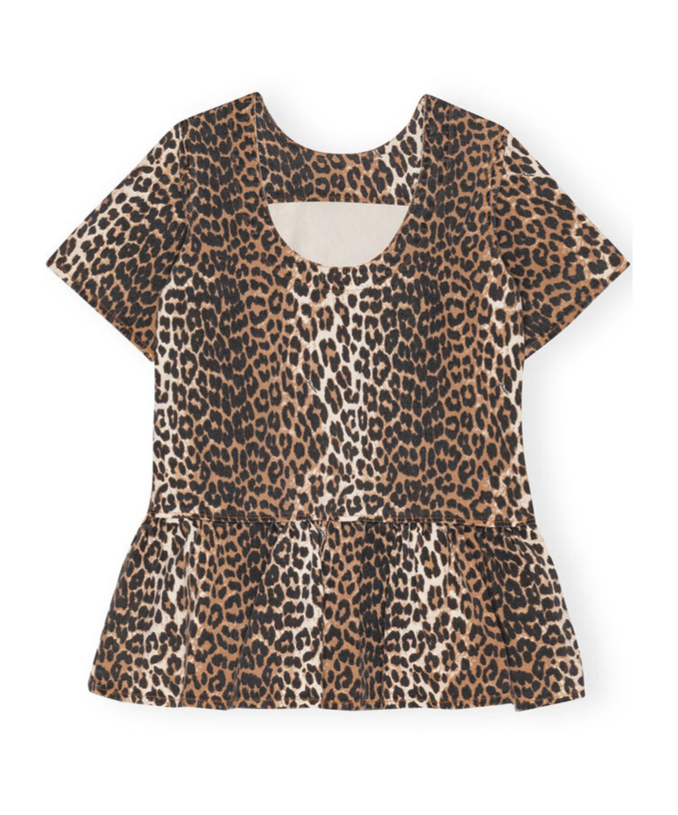 Ganni Denim Mini Dress In Brown