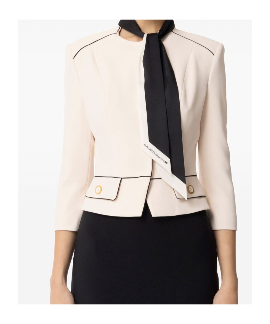Elisabetta Franchi Black Jacket With Tailored Silhouette In White