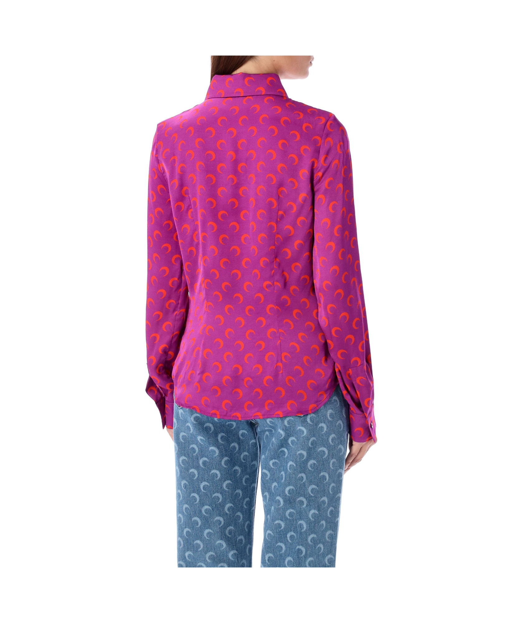 Marine Serre Moon Print Flou Blouse In Pink