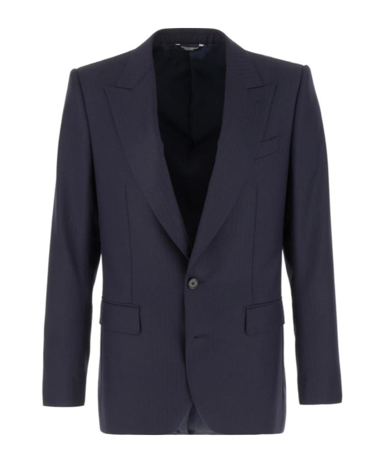Dolce & Gabbana Wool Blazer With Notch Lapel And Back Vent In Black