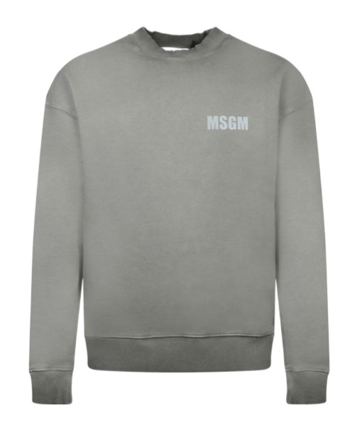 Msgm Light Grey Crewneck Sweatshirt In Gray