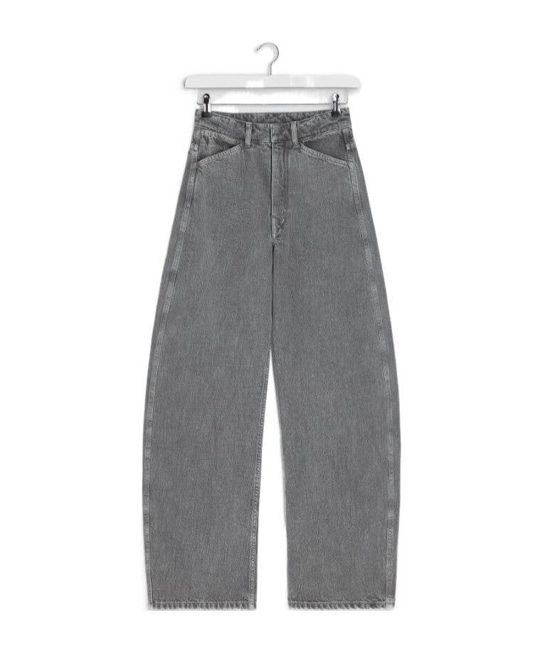 Lemaire High Waisted Curved Pants Clothing In Gray