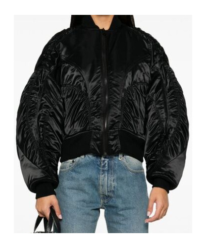 Mugler Women Satin Bomber Jacket In Black