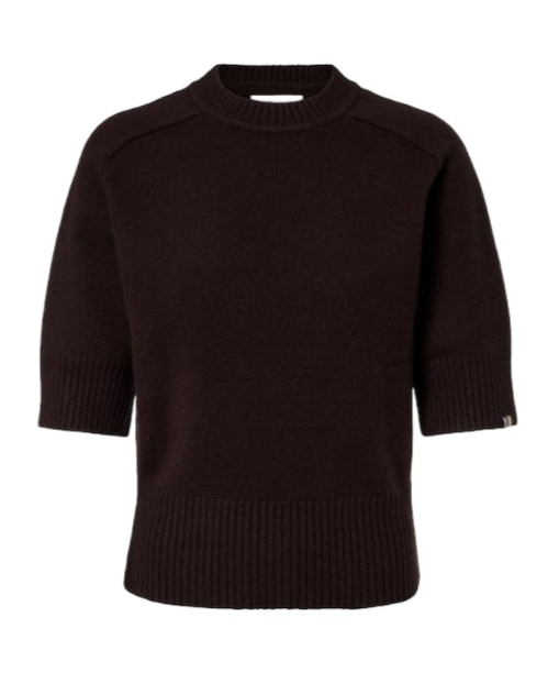 Extreme Cashmere Short-sleeved Knit Top In Black