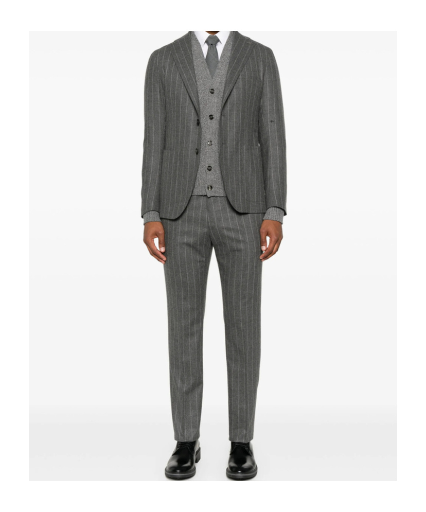 Tagliatore Long-sleeved Suit Jacket In Gray