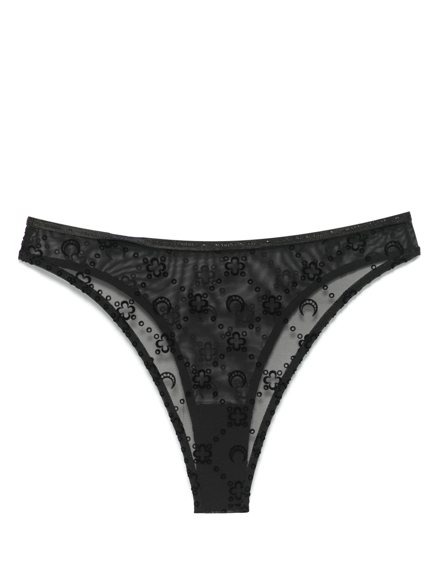 Marine Serre Moonogram Mesh Flock High-waist Panties