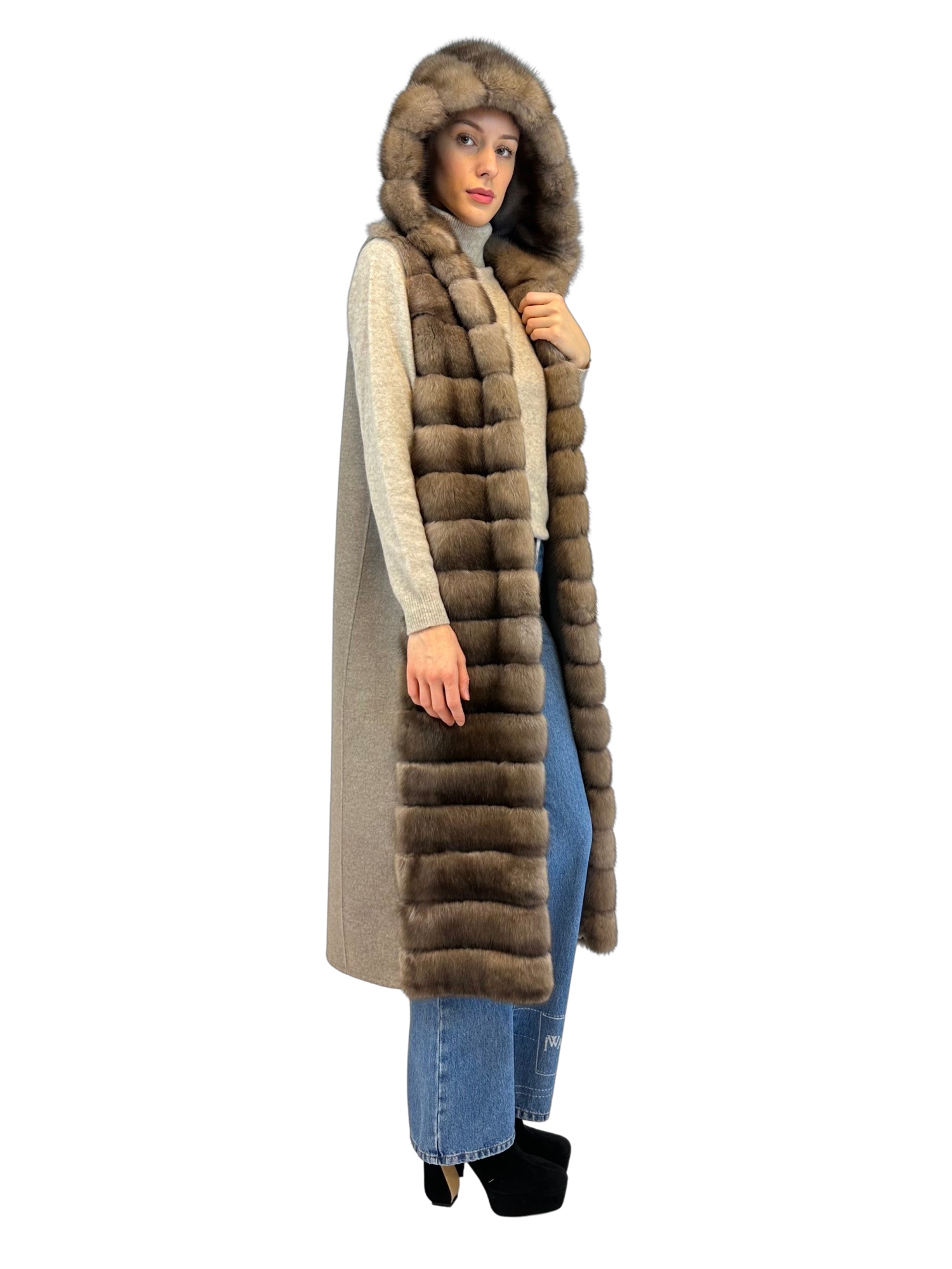 Liska Hooded Fur In Multicolor