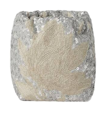 Brunello Cucinelli Sequin-embellished Linen Shoulder Bag In Silver