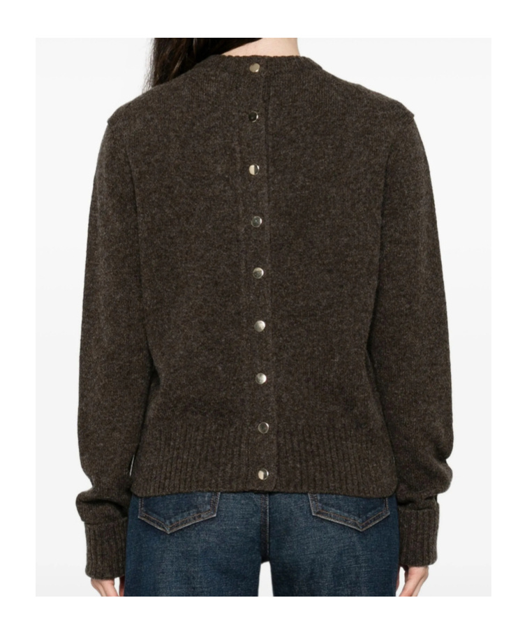 Carven Long-sleeved Knitted Cardigan In Brown