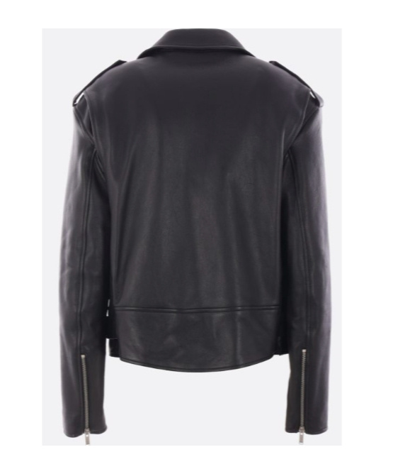 Saint Laurent Leather Jacket In Black