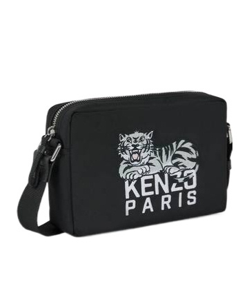 Kenzo Stylish Messenger Bag Embroidered Design In Black
