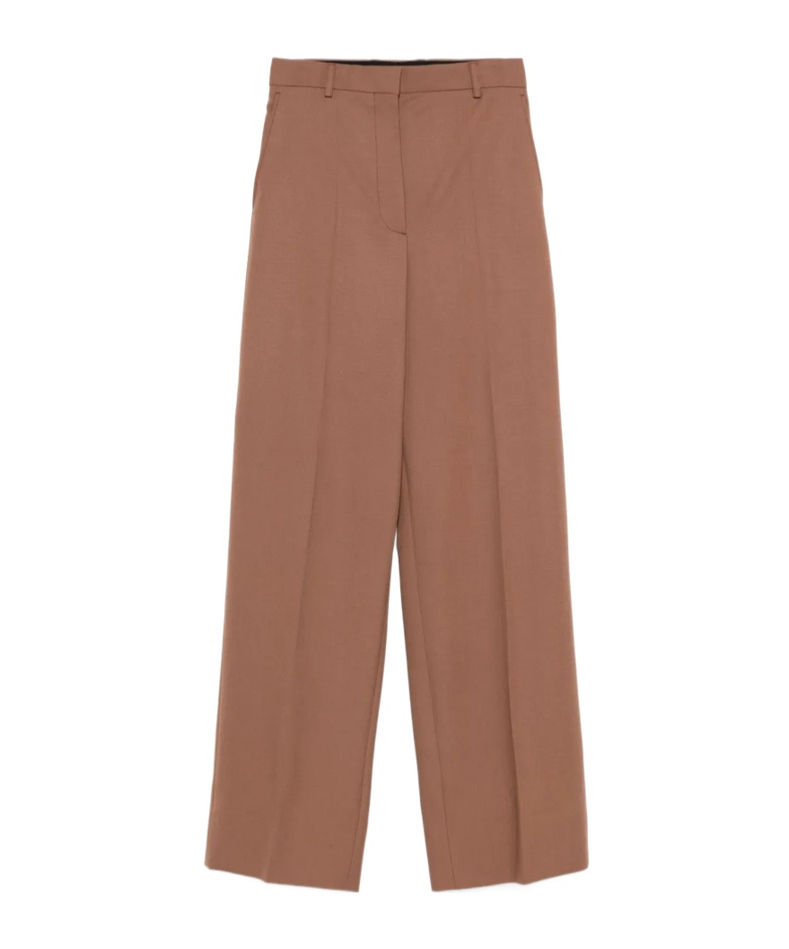Stella Mccartney Wool Straight-leg Trousers In Brown