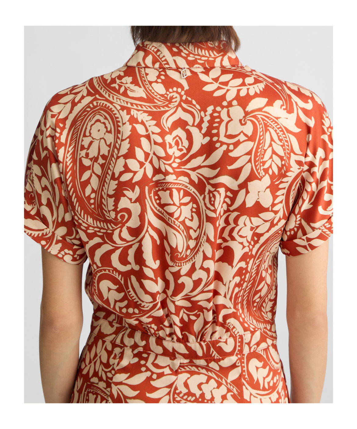 Liu •jo Printed Twill Jumpsuit In Terracotta
