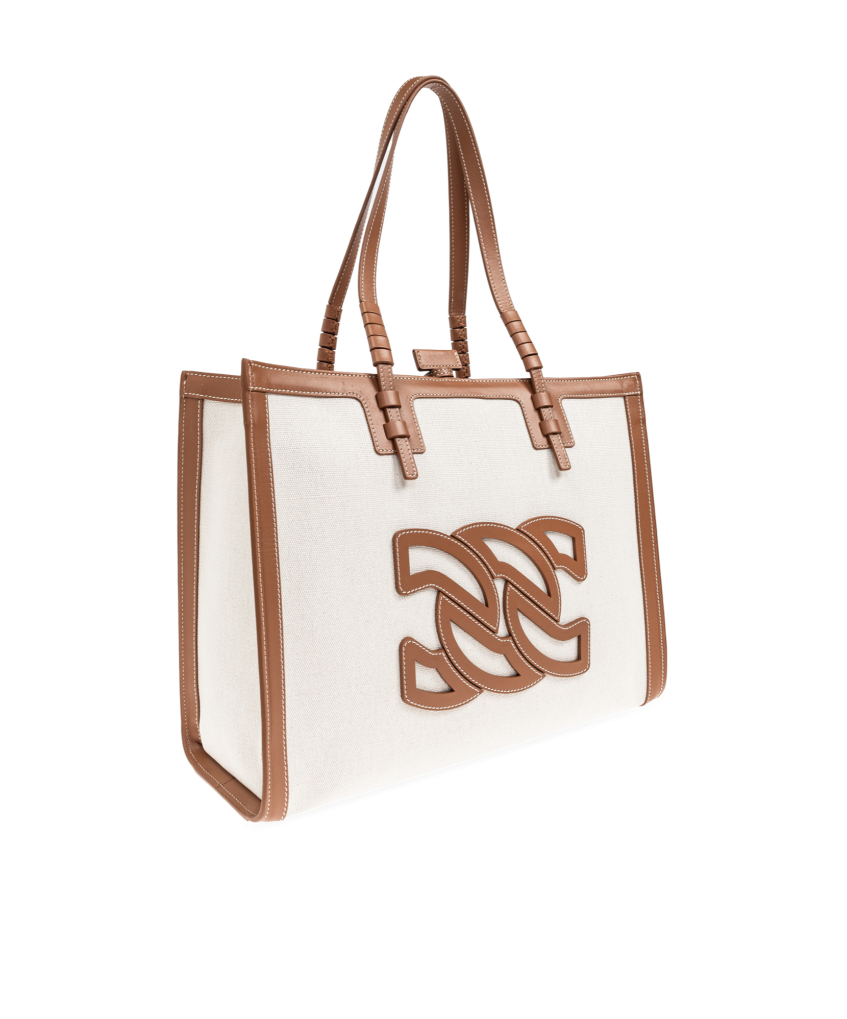 Casadei Women's Canvas And Leather Tote Bag In White