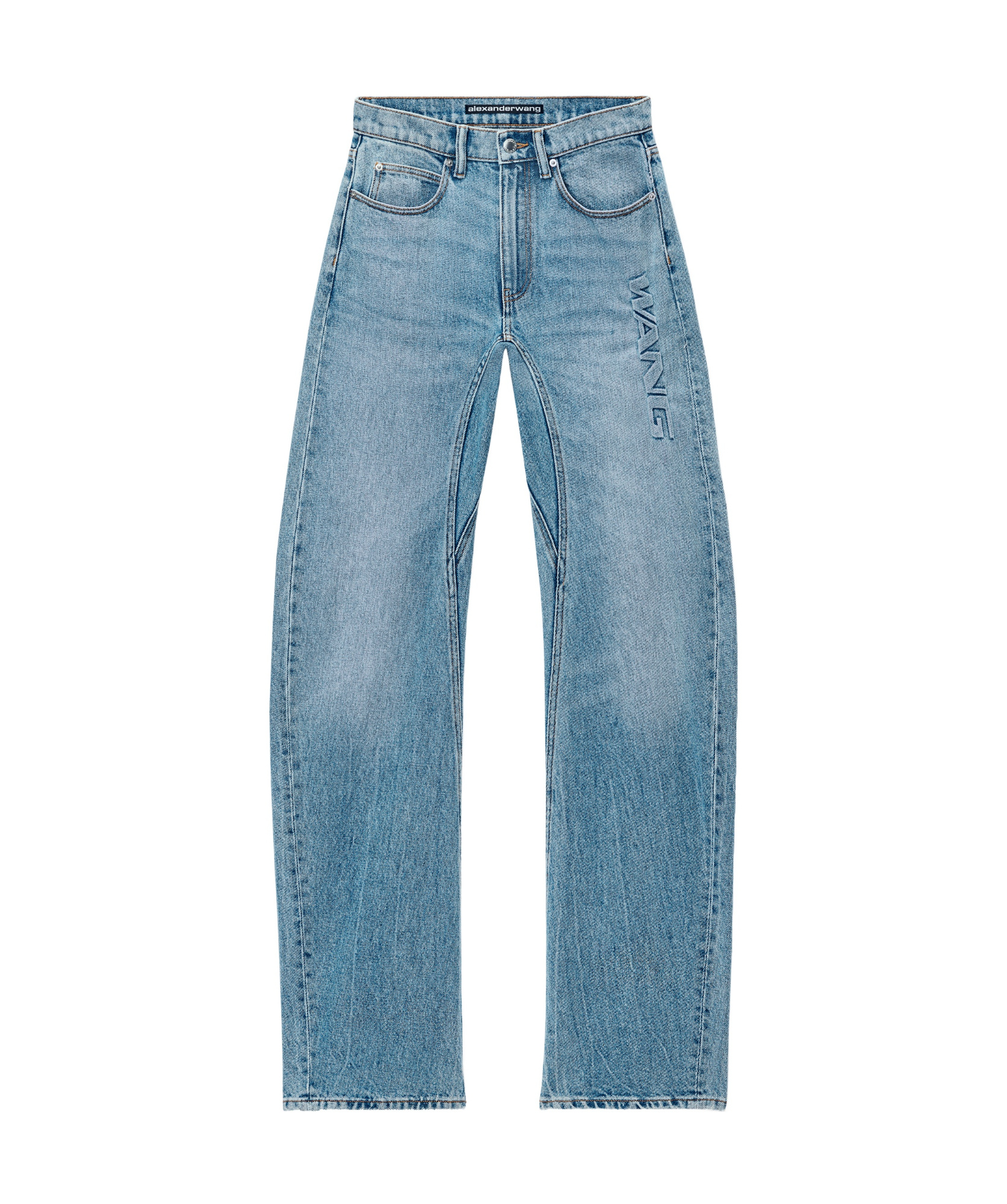Shop Alexander Wang Logo-embossed Jeans In Blue